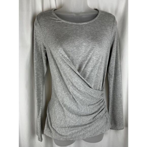 Ann Taylor Ruching Long Sleeves Blouse, Gray, Sz: S, 57-19 - Picture 1 of 15